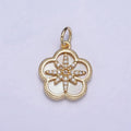 16K Gold plated Celestial North Star Micro Paved CZ Shell Pearl Flower Charm | AC1055 - DLUXCA