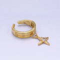 16K Gold plated Celestial Star CZ Drop Multiple Band Ring | O1388 - DLUXCA