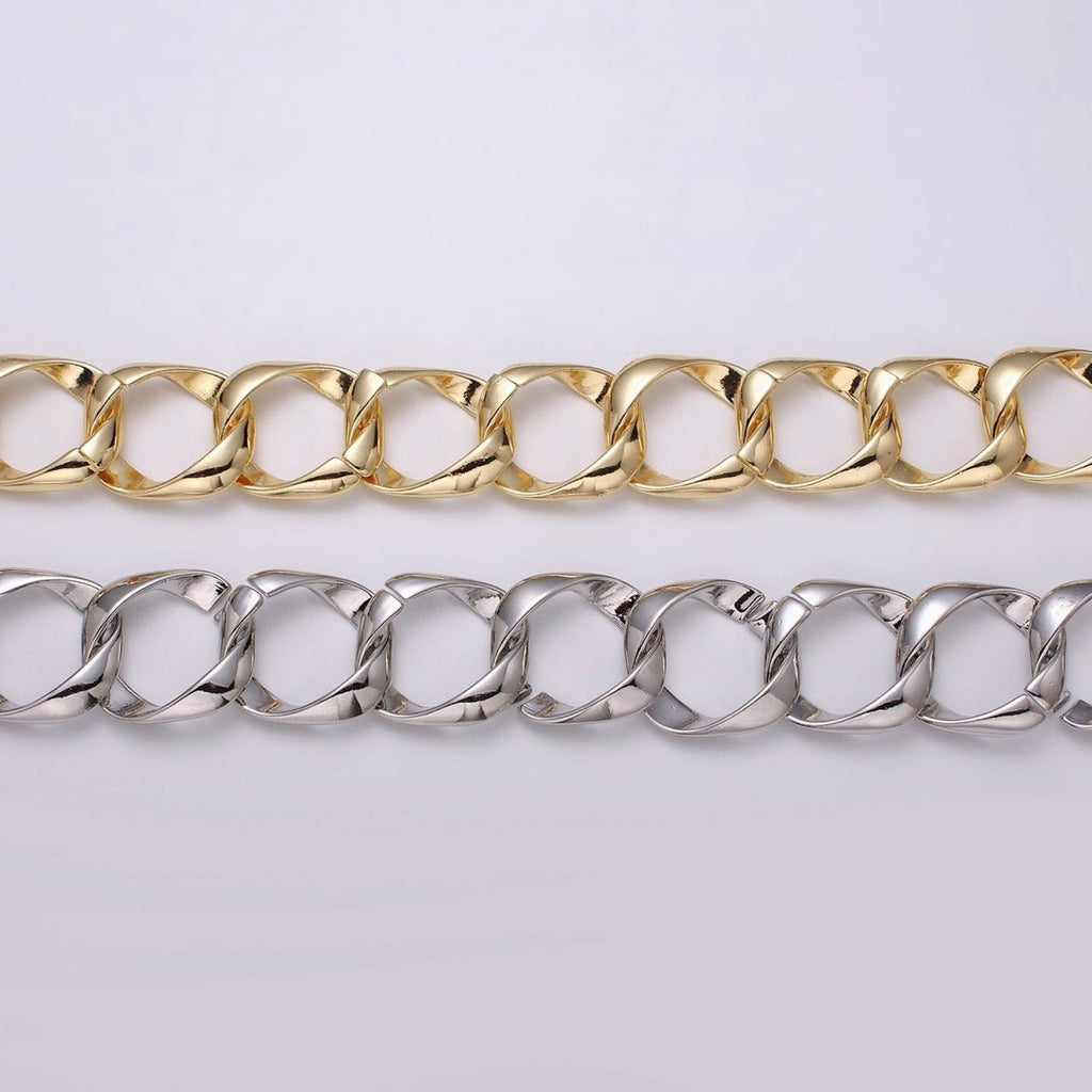16k Gold plated Chain by Yard Big Oval Cable Chain Unfinished Chain Wholesale Chunky Chain Large Link Chain | ROLL-1301 ROLL-1302 Clearance Pricing - DLUXCA