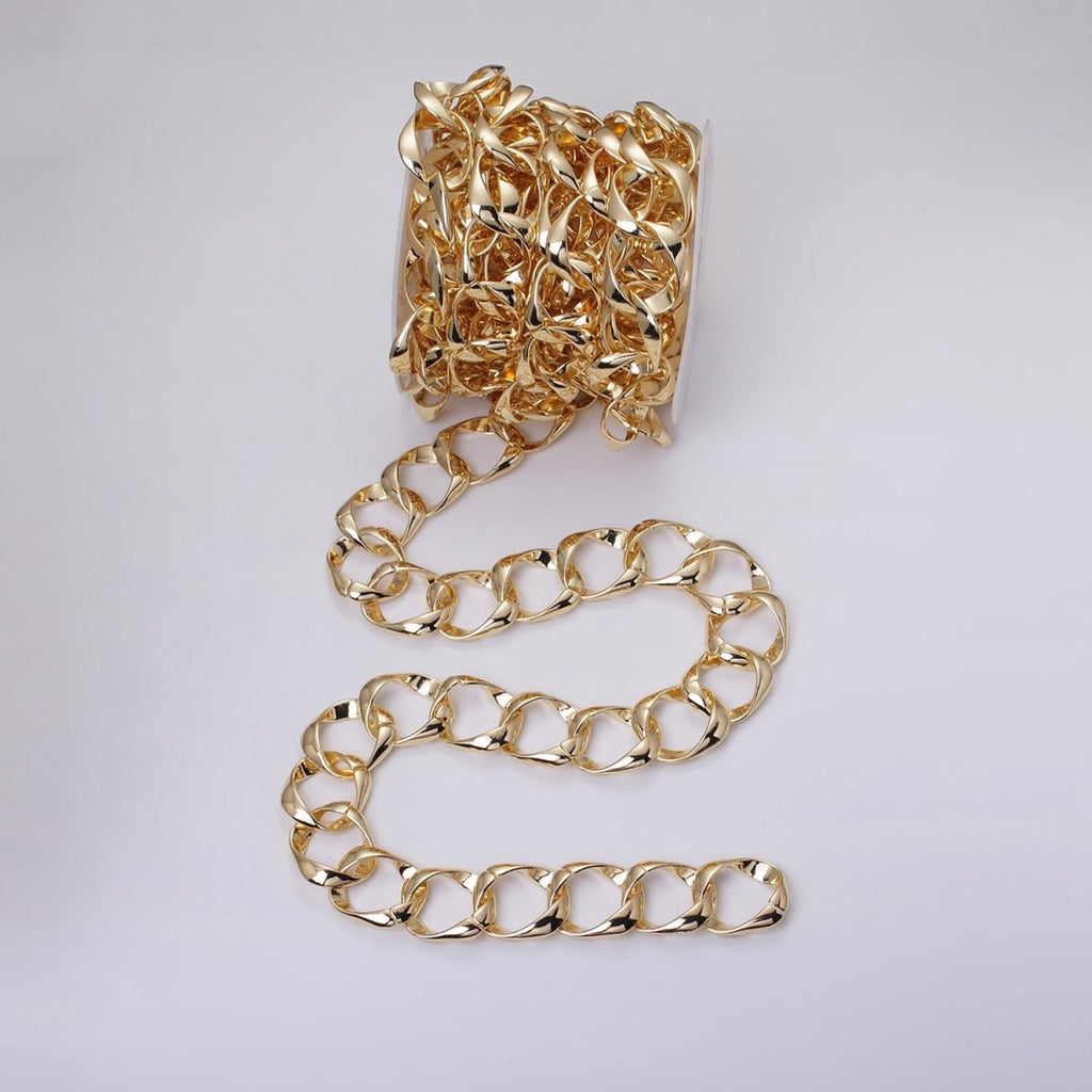 16k Gold plated Chain by Yard Big Oval Cable Chain Unfinished Chain Wholesale Chunky Chain Large Link Chain | ROLL-1301 ROLL-1302 Clearance Pricing - DLUXCA