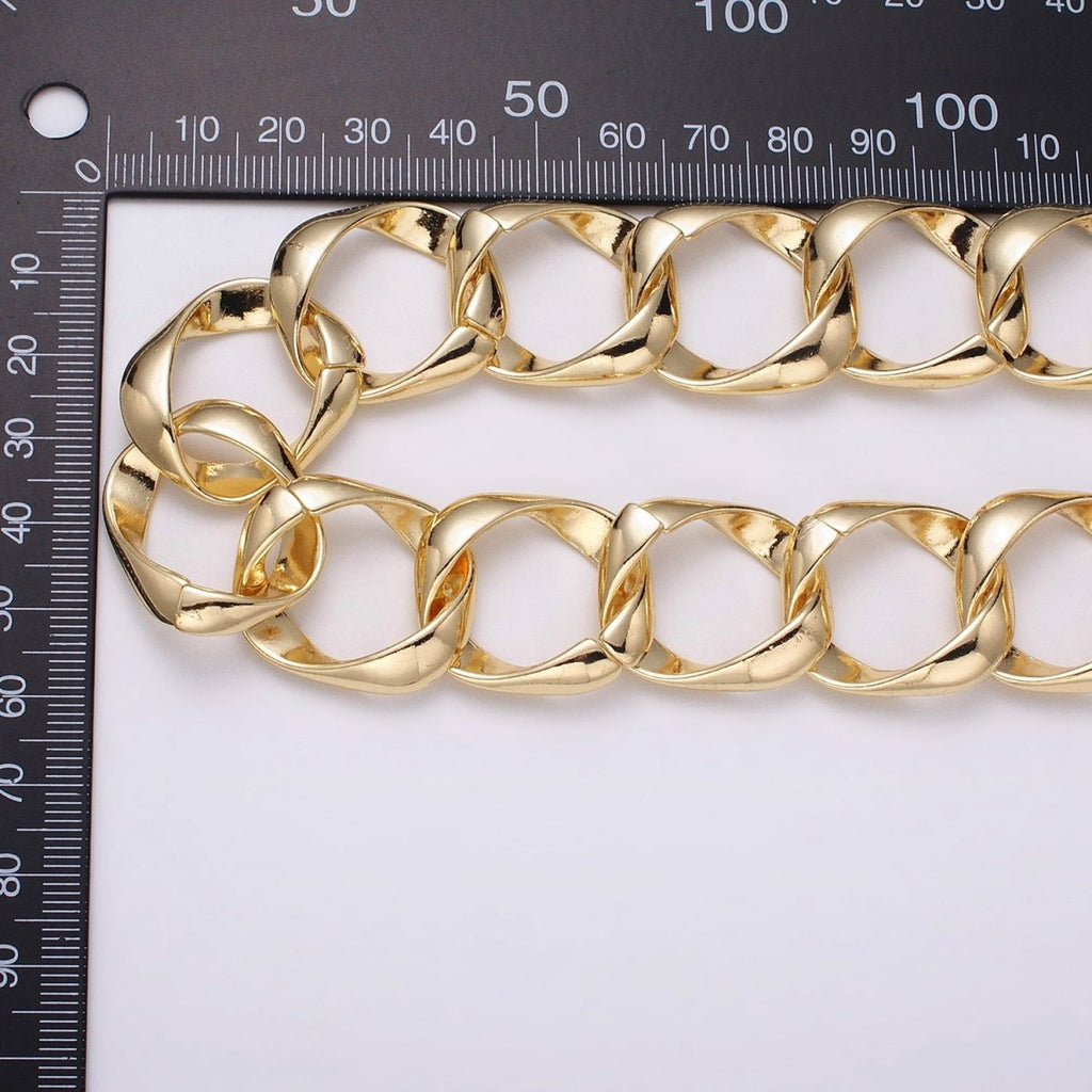 16k Gold plated Chain by Yard Big Oval Cable Chain Unfinished Chain Wholesale Chunky Chain Large Link Chain | ROLL-1301 ROLL-1302 Clearance Pricing - DLUXCA