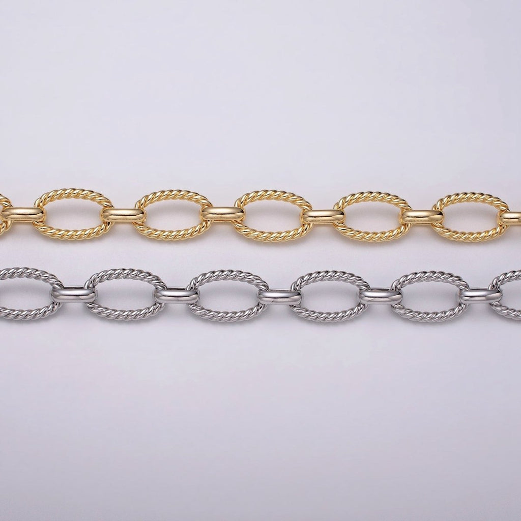 16k Gold plated Chain by Yard Rope Oval Cable Chain Unfinished Chain Wholesale Chunky Chain Large Oval Link Chain | ROLL-1319 ROLL-1320 Clearance Pricing - DLUXCA