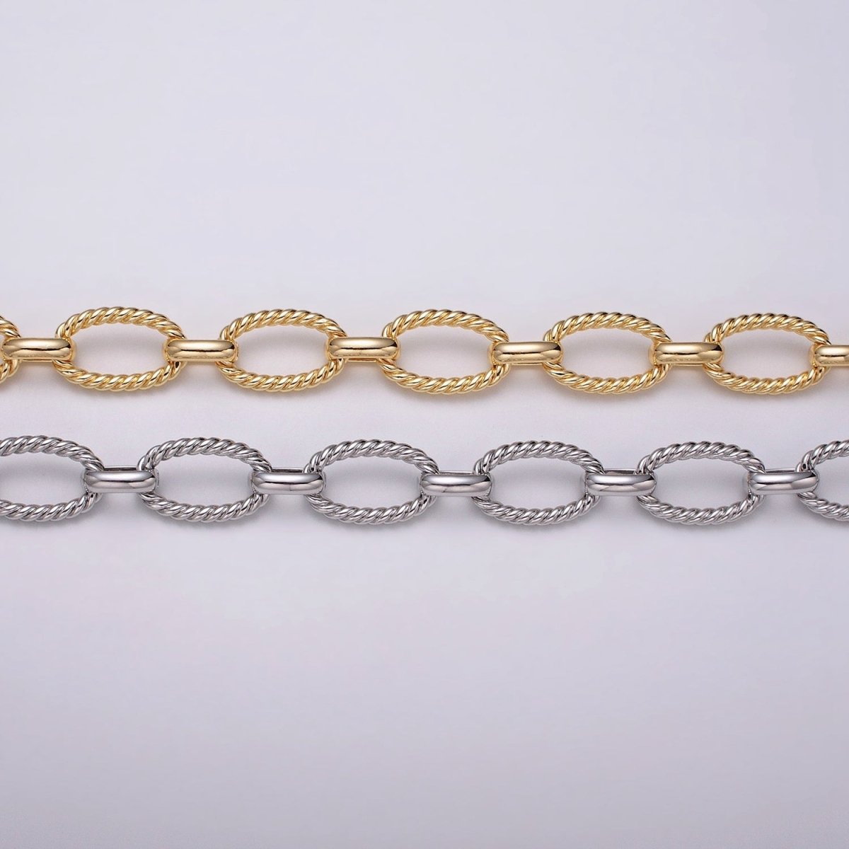 16k Gold plated Chain by Yard Rope Oval Cable Chain Unfinished Chain Wholesale Chunky Chain Large Oval Link Chain | ROLL-1319 ROLL-1320 Clearance Pricing - DLUXCA