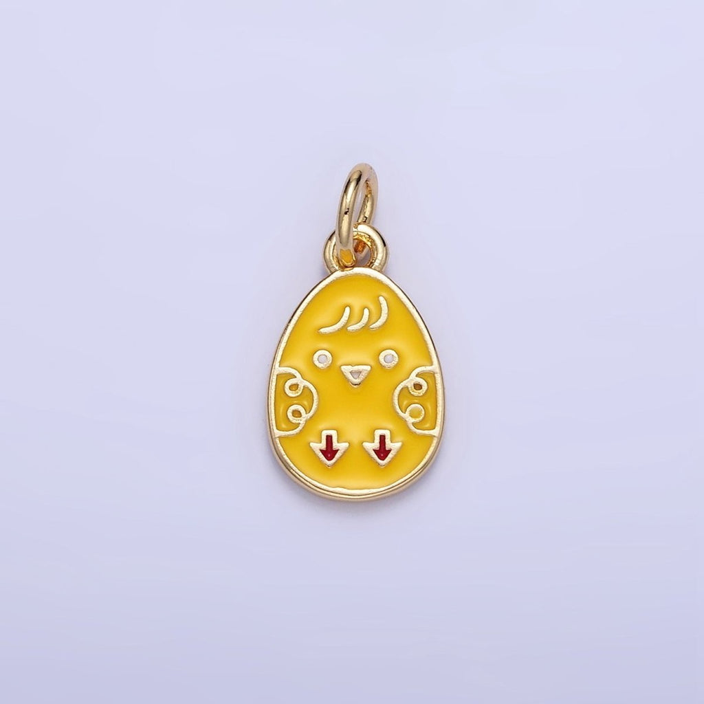 16K Gold plated Chicken Yellow Enamel Easter Egg Charm | C117 - DLUXCA