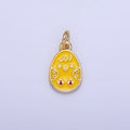 16K Gold plated Chicken Yellow Enamel Easter Egg Charm | C117 - DLUXCA