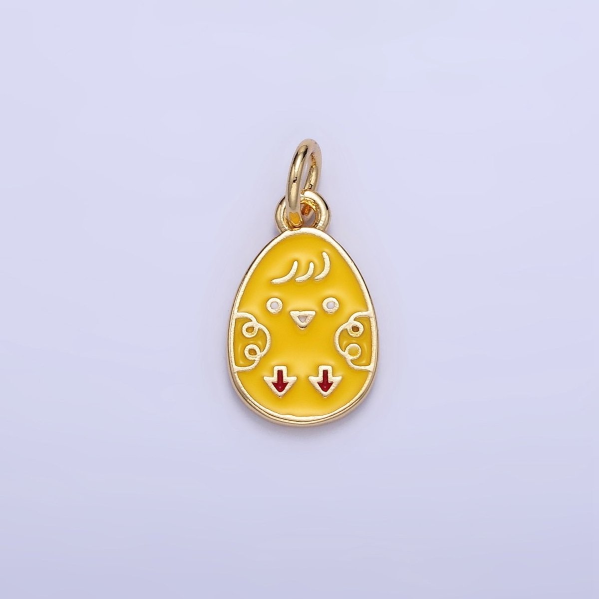 16K Gold plated Chicken Yellow Enamel Easter Egg Charm | C117 - DLUXCA