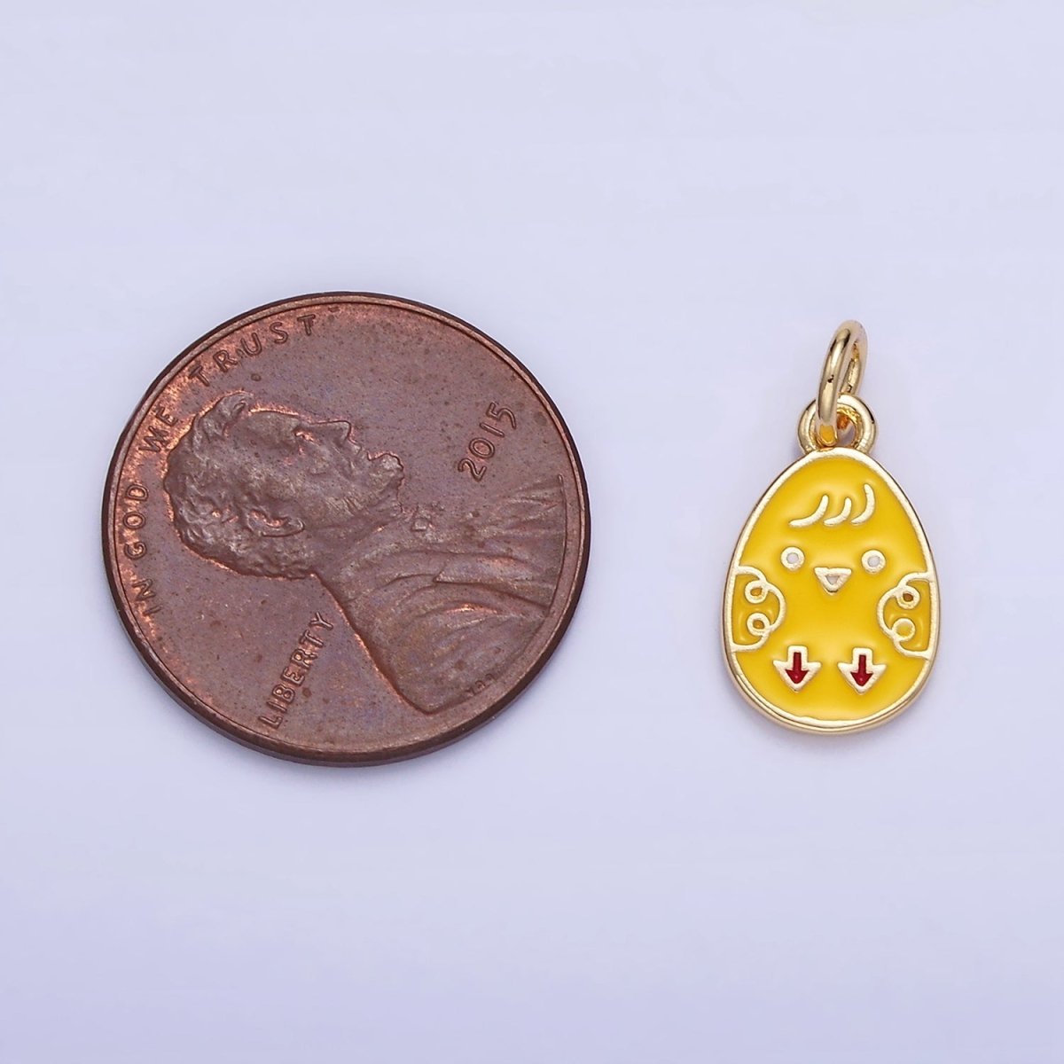 16K Gold plated Chicken Yellow Enamel Easter Egg Charm | C117 - DLUXCA