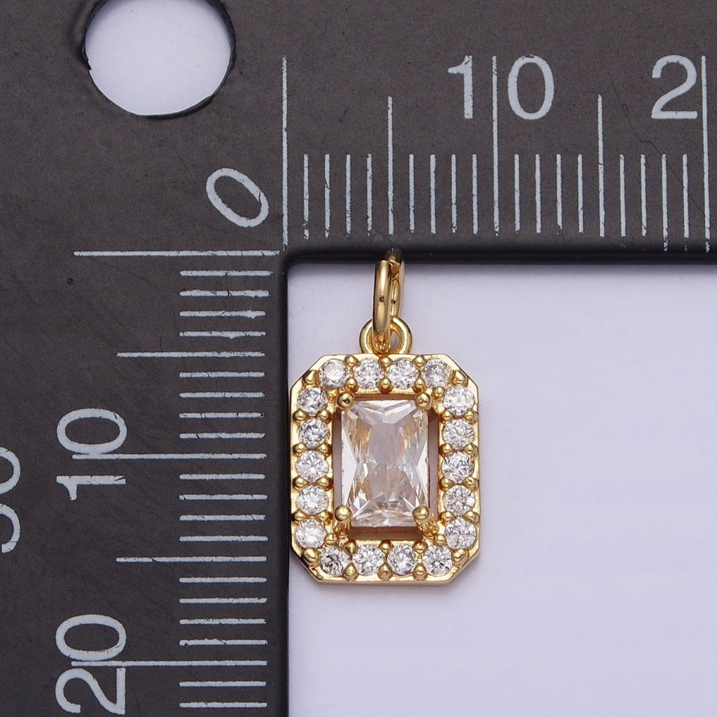 16K Gold plated Clear Baguette Micro Paved CZ Add-On Charm in Gold & Silver | AC1191 AC1192