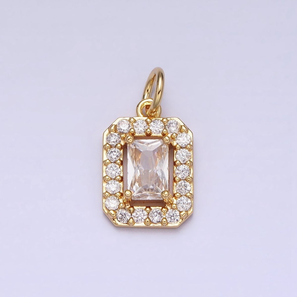16K Gold plated Clear Baguette Micro Paved CZ Add-On Charm in Gold & Silver | AC1191 AC1192