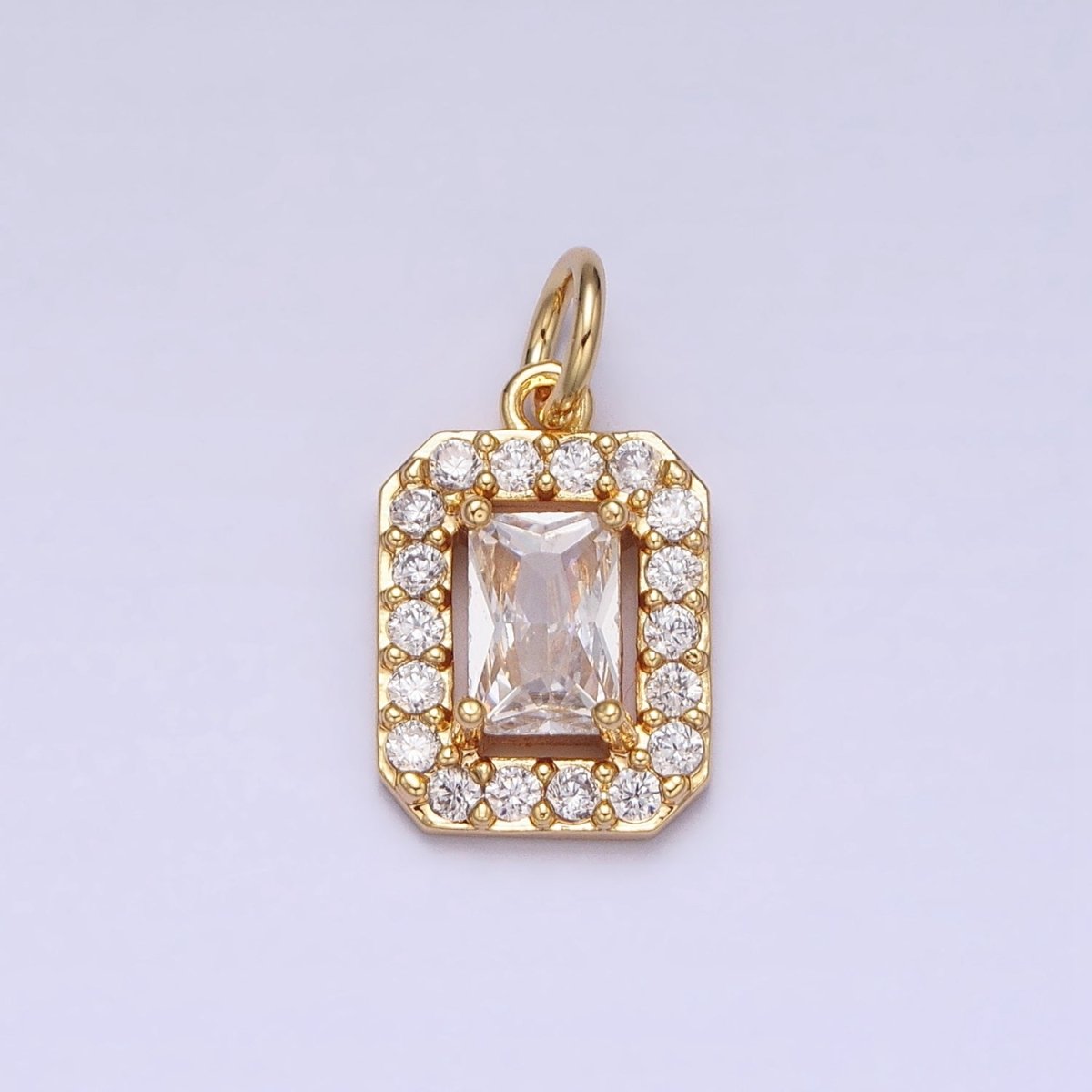 16K Gold plated Clear Baguette Micro Paved CZ Add-On Charm in Gold & Silver | AC1191 AC1192