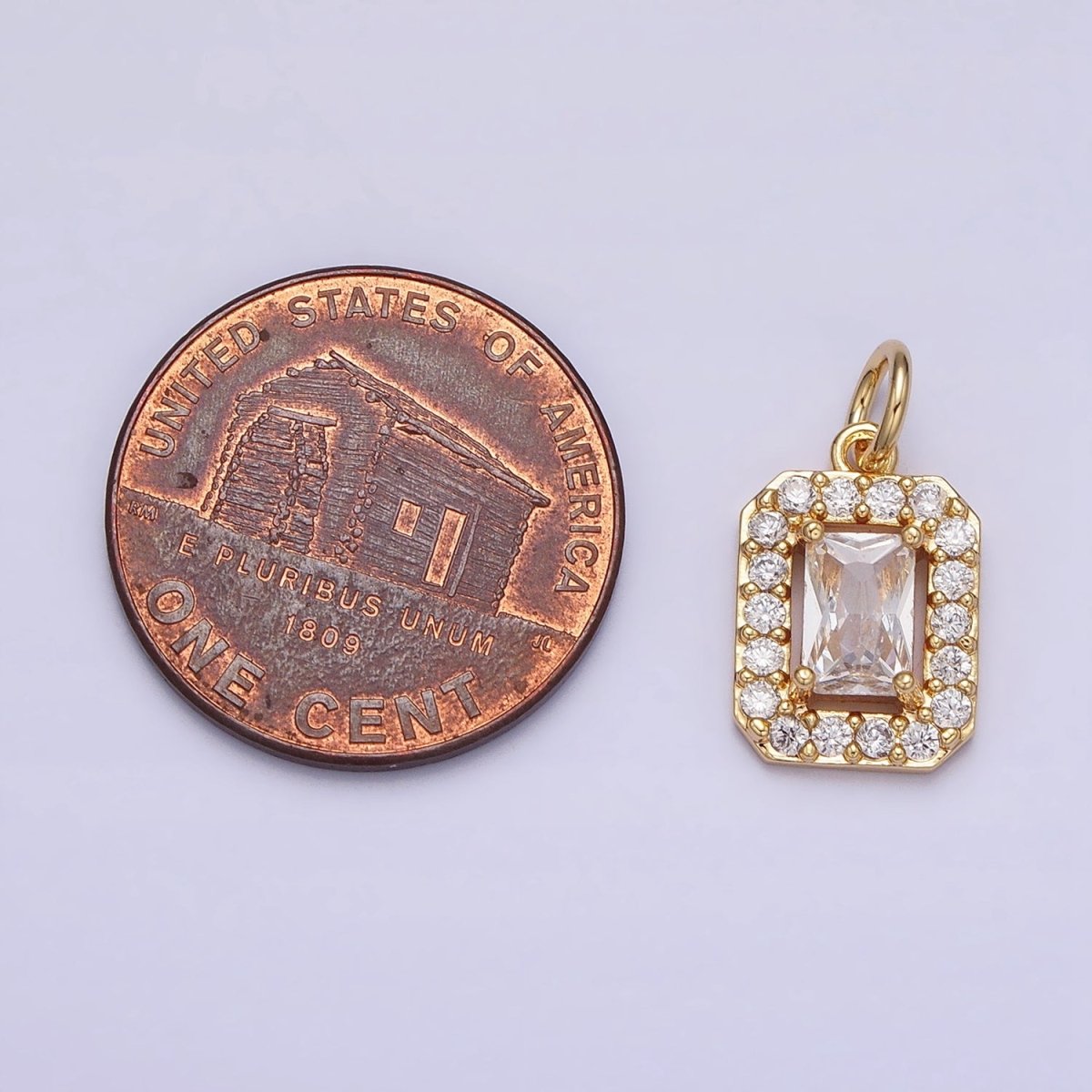16K Gold plated Clear Baguette Micro Paved CZ Add-On Charm in Gold & Silver | AC1191 AC1192