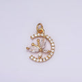 16K Gold plated Clear Butterfly CZ Micro Paved Circular Open Charm | AG103 - DLUXCA