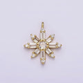 16K Gold plated Clear CZ Baguette Celestial Sun Flower Charm | N962 - DLUXCA