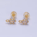 16K Gold plated Clear CZ Baguette Triangle Open Loop Stud Earrings Supply in Gold & Silver | Z-373 Z-374 - DLUXCA