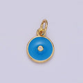16K Gold plated Clear CZ Blue Enamel Round Add-On Charm | N1099 - DLUXCA