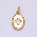 16K Gold plated Clear CZ Braided 14mm Oval Minimalist Charm | AC1271 - DLUXCA