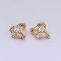 16K Gold plated Clear CZ Butterfly Mariposa 7mm Cartilage Mini Huggie Earrings | AD1245 AD1246 - DLUXCA