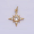 16K Gold plated Clear CZ Celestial North Star Beaded Charm | N-998 - DLUXCA