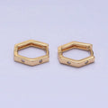 16K Gold plated Clear CZ Dot Hexagonal Huggie Earrings in Gold & Silver | AB948 AB895