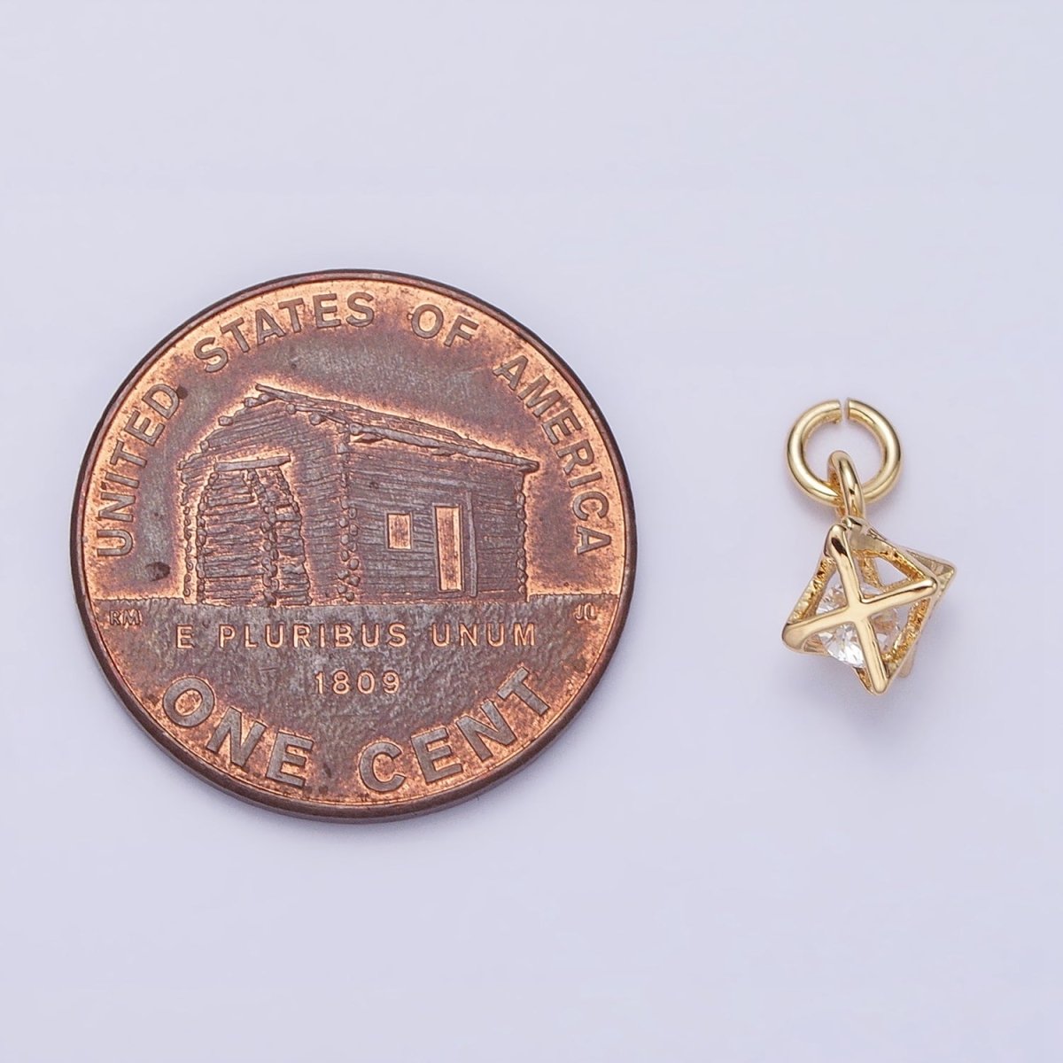 16K Gold plated Clear CZ Geometric Box Add-On Charm in Gold & Silver | AC1199 AC1200