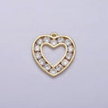 16K Gold plated Clear CZ Lined Open Heart Charm | N953 - DLUXCA