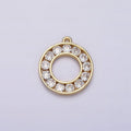 16K Gold plated Clear CZ Lined Open Round Circle Charm | N964 - DLUXCA