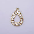 16K Gold plated Clear CZ Lined Open Teardrop Charm | N965 - DLUXCA
