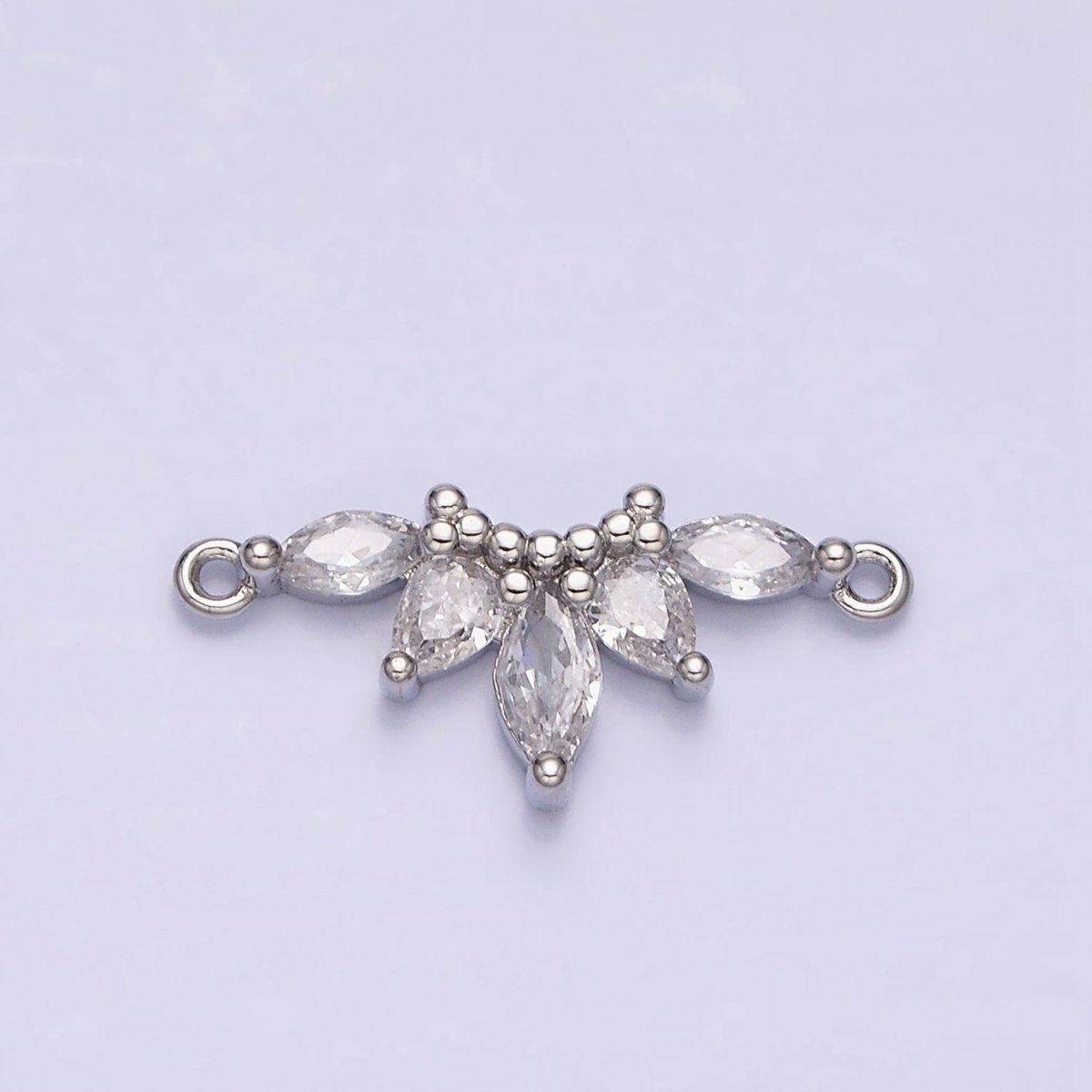 16K Gold plated Clear CZ Marquise Teardrop Curved Lined Connector in Gold & Silver | G-905 G-906 - DLUXCA