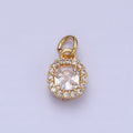 16K Gold plated Clear CZ Micro Paved Square Round Add-On Charm in Gold & Silver | AC1253 AC1254