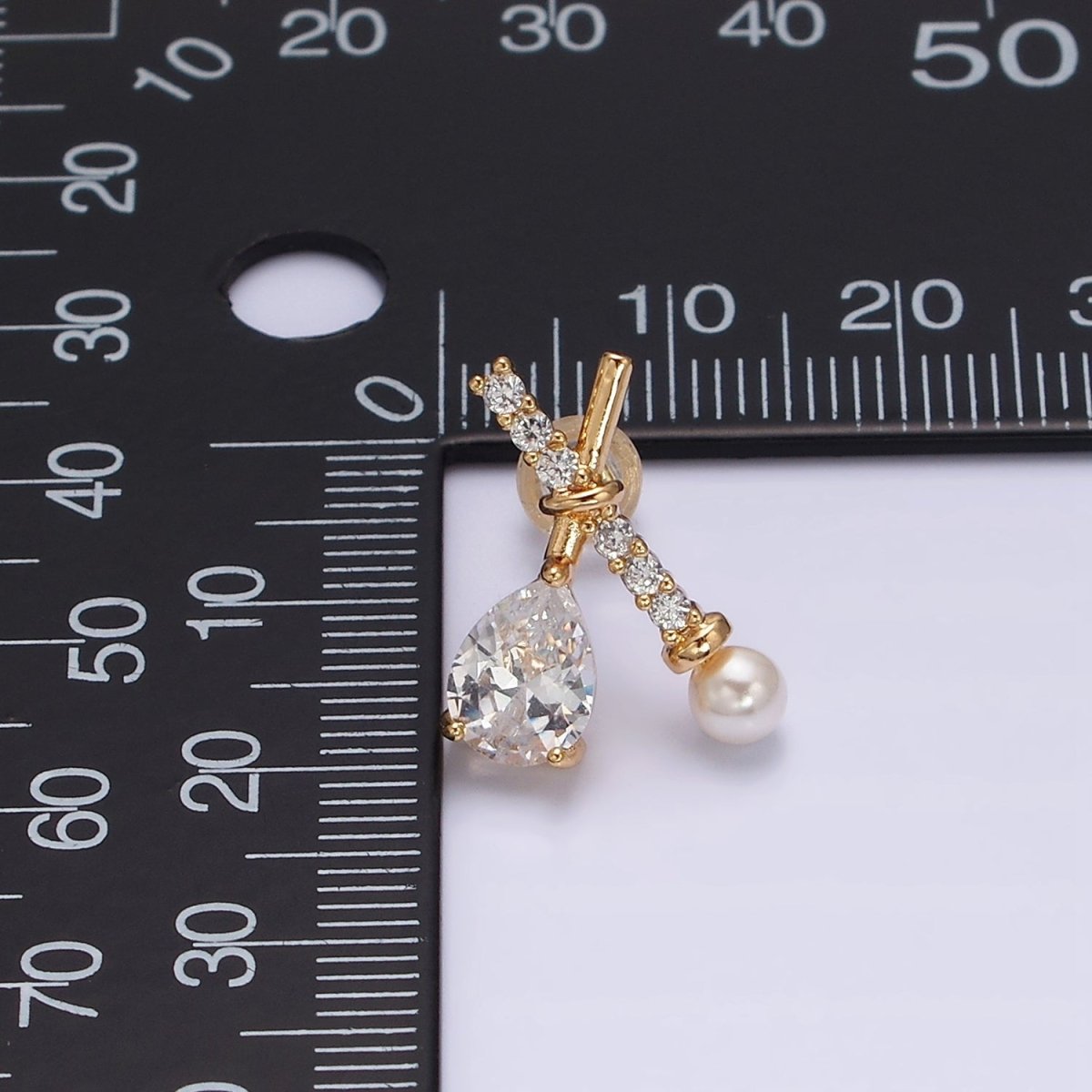 16K Gold plated Clear CZ Micro Paved X Claw Double Band Stud Earrings | AE842 - DLUXCA