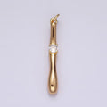 16K Gold plated Clear CZ Moten Curved Linear Drop Charm | AG459 - DLUXCA