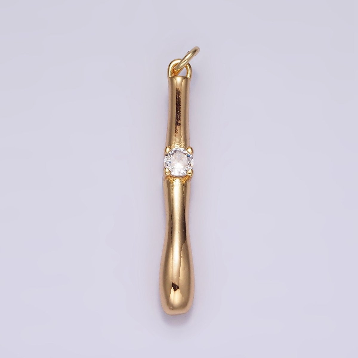 16K Gold plated Clear CZ Moten Curved Linear Drop Charm | AG459 - DLUXCA