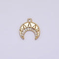16K Gold plated Clear CZ Tusk Charm Mini Crescent Moon Charm | N-970 - DLUXCA