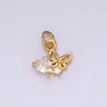 16K Gold plated Clear Heart Open Butterfly Add-On Charm | AG104 - DLUXCA
