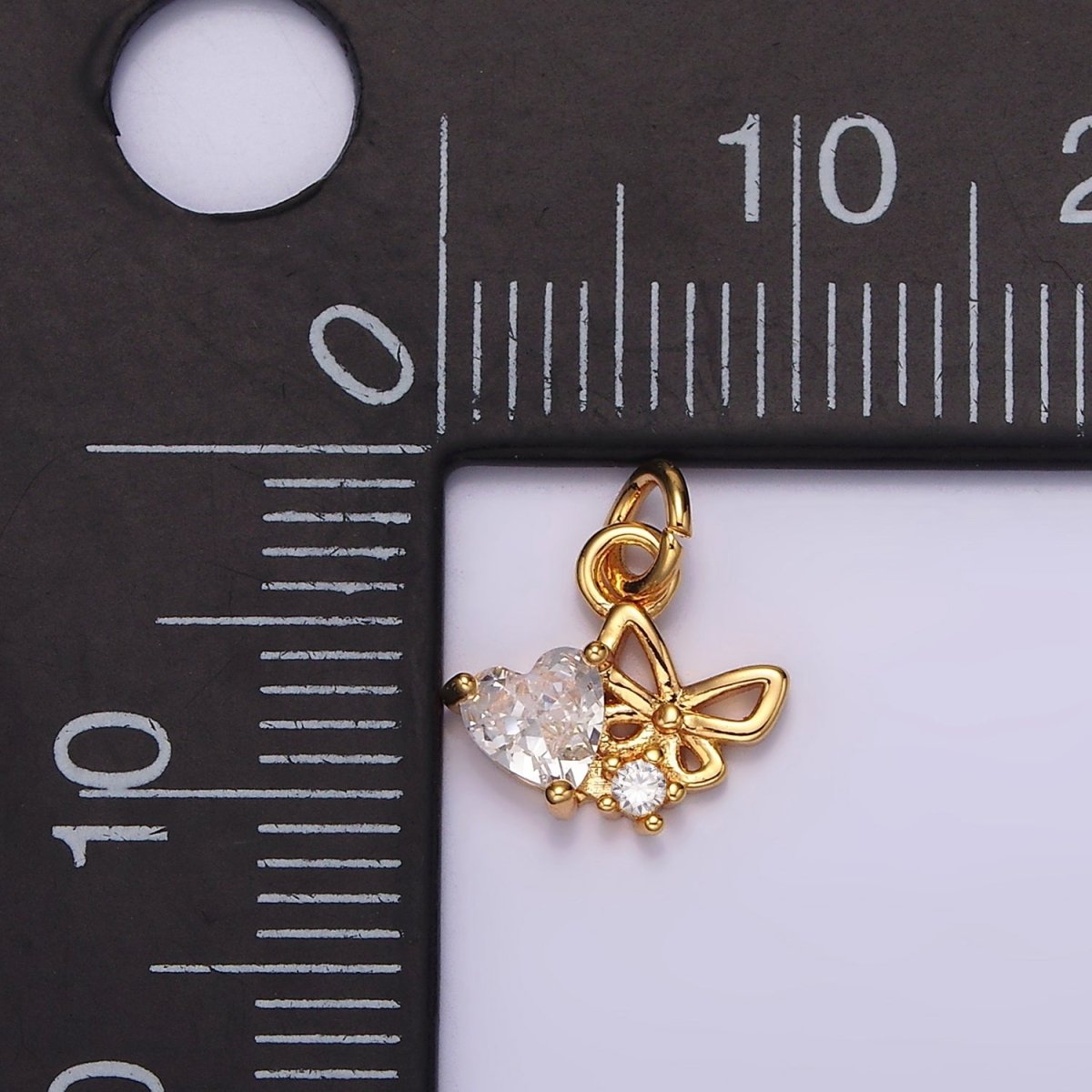 16K Gold plated Clear Heart Open Butterfly Add-On Charm | AG104 - DLUXCA