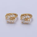 16K Gold plated Clear Marquise Leaf Tree 13mm Cartilage Huggie Earrings in Silver & Gold | AB441 AB465