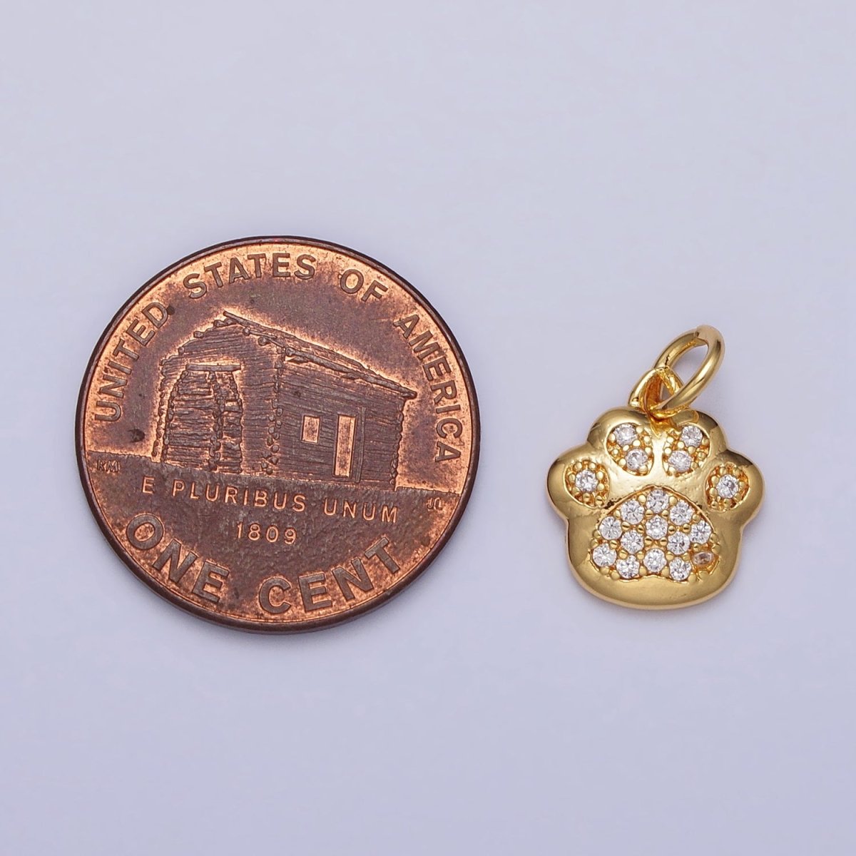 16K Gold plated Clear Micro Paved CZ Animal Pawprint Add-On Charm | AC251 - DLUXCA