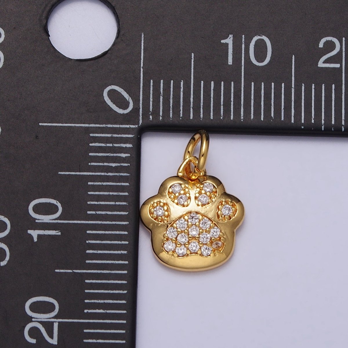 16K Gold plated Clear Micro Paved CZ Animal Pawprint Add-On Charm | AC251 - DLUXCA