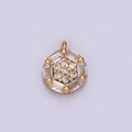 16K Gold plated Clear Micro Paved CZ Baguette Lined Round Mini Charm | N1750 - DLUXCA