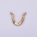 16K Gold plated Clear Micro Paved CZ Curved U-Shaped Connector | G182 - DLUXCA