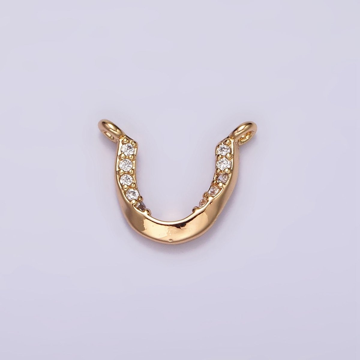 16K Gold plated Clear Micro Paved CZ Curved U-Shaped Connector | G182 - DLUXCA