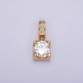 16K Gold plated Clear Round CZ Boxed Micro Paved CZ Pendant | N1777 - DLUXCA