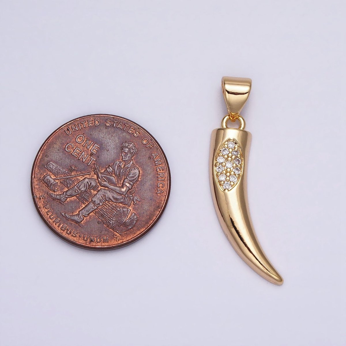 16K Gold plated Cornicyll Horn Micro Paved CZ Pendant in Gold & Silver | AA371 AA372