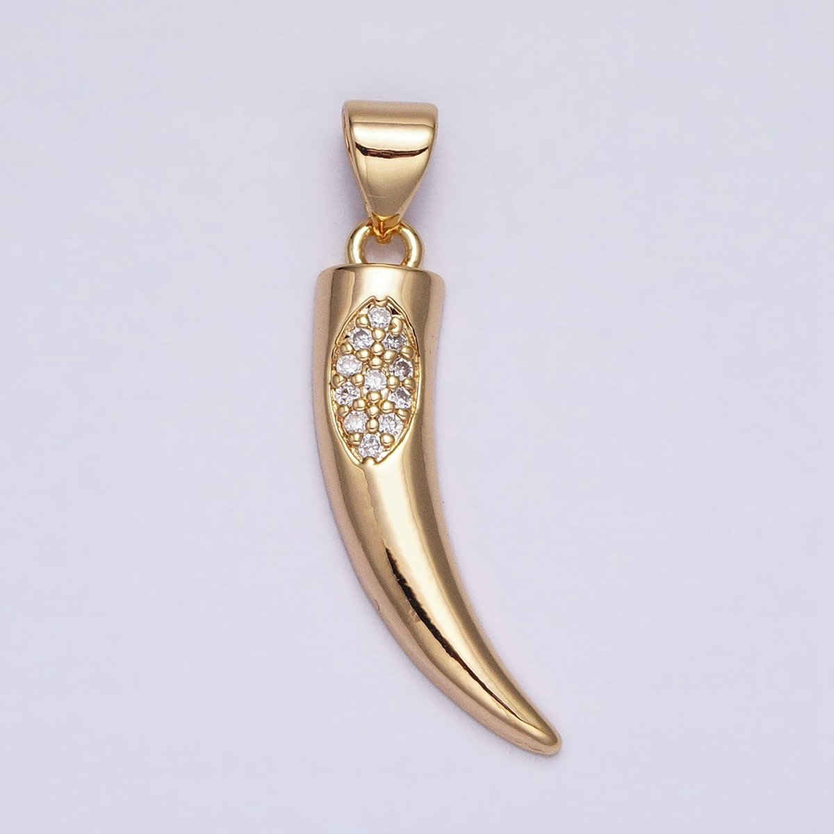16K Gold plated Cornicyll Horn Micro Paved CZ Pendant in Gold & Silver | AA371 AA372