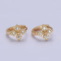 16K Gold plated Cross Geometric CZ Huggie Earrings in Gold & Silver | AB1447 AB1448