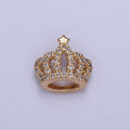 16K Gold plated Crown Tiara with Star CZ Pendant Charm, Micro Pave Charm For Earring Bracelet Necklace N-426 - DLUXCA