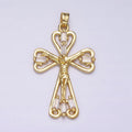 16K Gold plated Crucifix Cross Clear CZ Baguette Religious Pendant in Gold & Silver | AA479 AA431