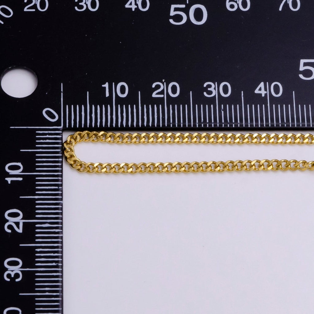 16K Gold plated Curb Link Chain 2.2mm Width Unfinished Chain By Yard For Jewelry Making | ROLL-1388 - DLUXCA