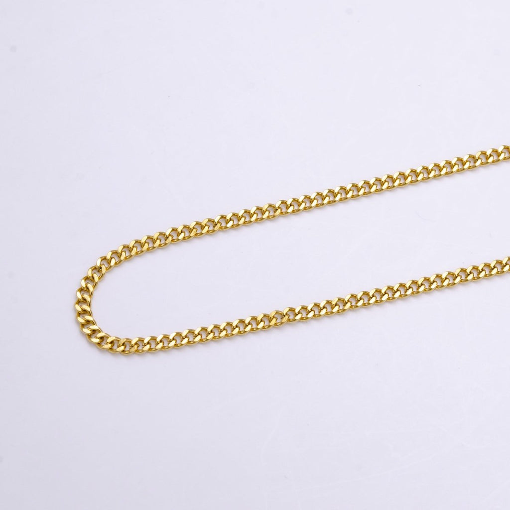 16K Gold plated Curb Link Chain 2.2mm Width Unfinished Chain By Yard For Jewelry Making | ROLL-1388 - DLUXCA