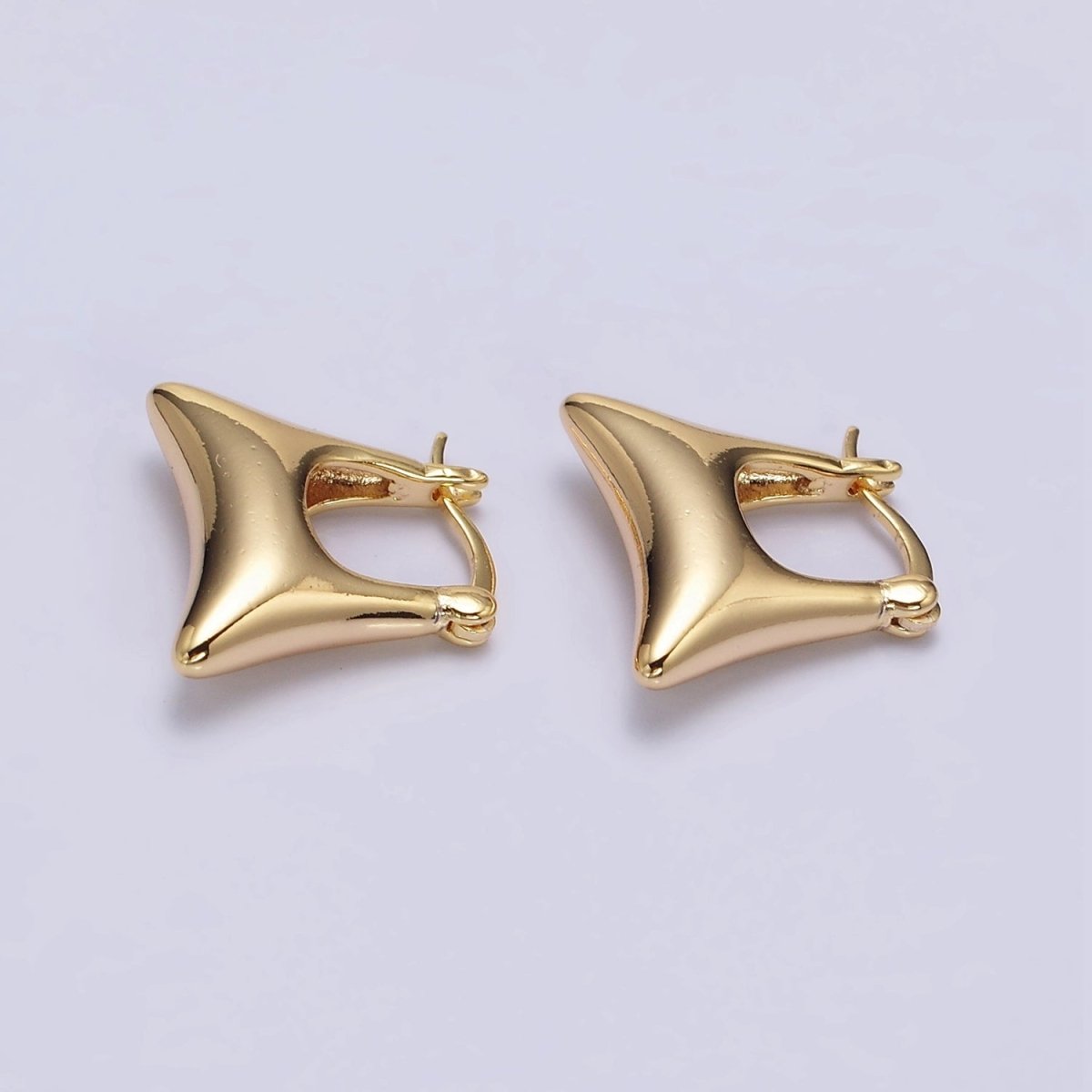 16K Gold plated Curved Rectangular Chubby Dome French Lock Latch Earrings | AE089 - DLUXCA